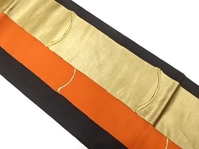JAPANESE KIMONO / ANTIQUE FUKURO OBI / SILK / WOVEN BAMBOO STRIPE